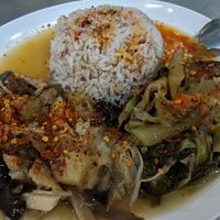 2 choices from the buffet with rice and spice at Raan Midr J - ร้าน มิตรเจ in Udon Thani