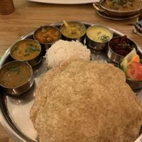Slim thali done vegan at Herb Restaurant in Leicester