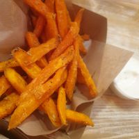 sweetpotato fries with mayo at Edgy Veggy in Sofia