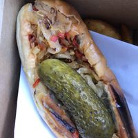 Vegan Hot Dog with beyond meat sausage   at Edgy Veggy in Sofia