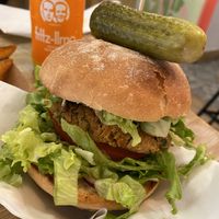 Garden burger made from chickpeas (I think!)  at Edgy Veggy in Sofia