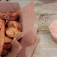 Wedges with edgy veggy sauce at Edgy Veggy in Sofia