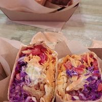 Chickpea wrap and tempeh wrap at Edgy Veggy in Sofia