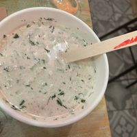 Tarator (cold soup with vegan yogurt, celery, cucumber and dill) at Edgy Veggy in Sofia