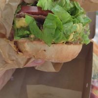 Burger with seitan and vegan cheddar, vegan mayo, lettuce and tomatoes. Absolutely amazing !  at Edgy Veggy in Sofia