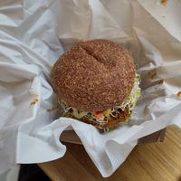 BBQ Tempeh Burger at Edgy Veggy in Sofia