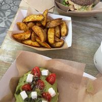 there were two avocado toasts (I couldn‘t wait) & the fries are amazing.   at Edgy Veggy in Sofia