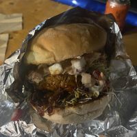 Tempeh burger with extra white cheese  at Edgy Veggy in Sofia