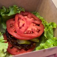 Beyond meat burger w lettuce wraps (keto vegan requested by me)  at Edgy Veggy in Sofia