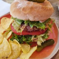 Grilzilla burger. Pulled "pork" with jalapeños, cheese at Edgy Veggy in Sofia