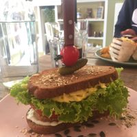 Salami sandwich!  at Edgy Veggy in Sofia