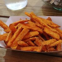 Sweet fried potatos at Edgy Veggy in Sofia