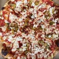 Vegan cheese, pineapple, hot cherry pepper  at Trumbull Pizza Company in Trumbull