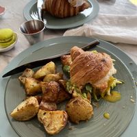 Avocado toast croissant  with vegan egg yolk at L'Artisane Creative Bakery in Coral Gables