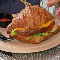 impossible burger croissant at L'Artisane Creative Bakery in Coral Gables