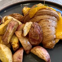 Croque Monsieur Croisaant (“ham and cheese” 😋)  at L'Artisane Creative Bakery in Coral Gables