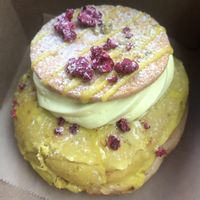 Pistachio raspberry donut  at L'Artisane Creative Bakery in Coral Gables