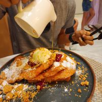 French Toast with Bourbon Maple Syrup at L'Artisane Creative Bakery in Coral Gables