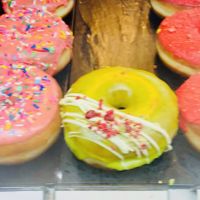 Pistachio doughnut 🍩 there’s a reason why there was only one left (which we took 😋)   at L'Artisane Creative Bakery in Coral Gables