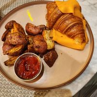 Croque Monsieur crossaint (vegan ham and mornay sauce not visible) at L'Artisane Creative Bakery in Coral Gables