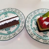 Brownie and strawberry tart with coconut whip at L'Artisane Creative Bakery in Coral Gables