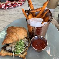 Wild mushroom croissant and sweet potatoes. Delicious  at L'Artisane Creative Bakery in Coral Gables
