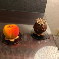 Peach Melba and Roche at L'Artisane Creative Bakery in Coral Gables