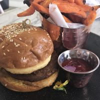 Breakfast sandwich on a brioche bun at L'Artisane Creative Bakery in Coral Gables