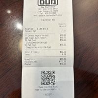 Receipt - all vegan options here   at Bua Thai in Lake Stevens