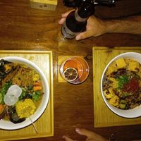Spicy veggie ramen (left) & Black garlic tofu ramen (right) at O'Uchi in Sydney