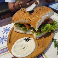 Vegan chicken burger at Falafel Penang in Penang