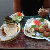 Falfel, Humus, Aioli and filled wine leafs at Falafel Penang in Penang