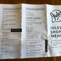 Menu at Jules Shoppe in York