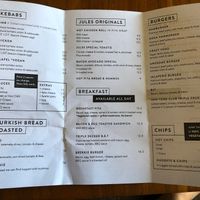 Menu at Jules Shoppe in York