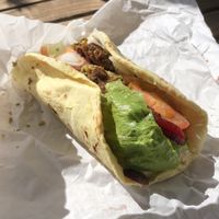 Felafel(vegan) kebab with olives and beetroot  at Jules Shoppe in York