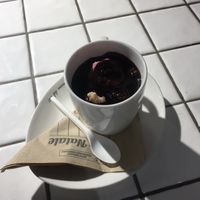 Vegan affogato (ice cream w hot chocate) at Gelateria La Romana in Padua