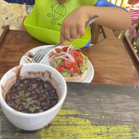 Tostada de aguacate (2 piezas) frijoles y arroz extras  at El Apapacho in Merida