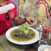 Enchiladas de champiñones y una bebida mango  at El Apapacho in Merida