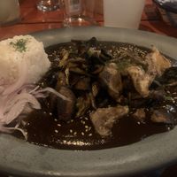 Mole con champiñones y arroz   at El Apapacho in Merida