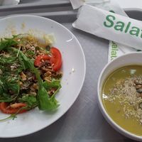 Amazing cream soup with green peas and salad at Salateira - Dana Mall in Minsk