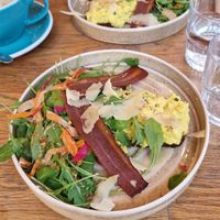 Tofu and bacon toast at Les Bols d'Antoine in Paris