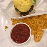 Curry burger - it really is curry in a bun! at Fabius Cafe in Tokyo