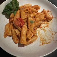 Half eaten pasta alla vodkaa  at Old Wharf at MACq 01 Hotel in Hobart