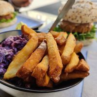 cabbage/carrots/mayo + fries at The Wild Note in Bordeaux