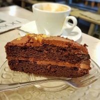 Vegan chocolate hazelnut cake at Cafe Largo in Berlin