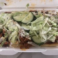 Kebab and chips with salad and mayo at Panjab Pizza in Wolverhampton