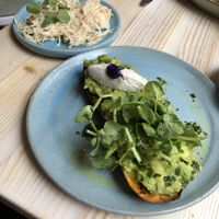Avocado sweet potato “toast” and coleslaw  at Avobar in London