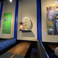 Loved this mosaic mirrored tree (of life) adorning one table’s wall space.  at Blue Orchid in Jacksonville