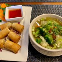 Spring Roll and Thai Vegetable Soup at Blue Orchid in Jacksonville