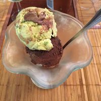 Pistachio and chocolate ice cream at Haiku in Catania